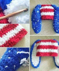 Online American Store Kids Clothing 0 To 3m Newborn 4th July Baby Bunny Hat, Baby Shower Gift Crochet Baby Hat, Bunny Ears Red White Blue Star American Flag Hat Crochet Hat