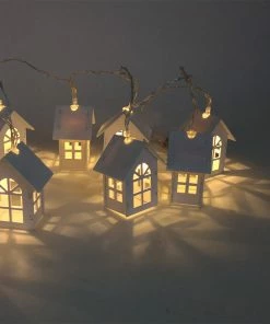 AppleParty Store 1.5M 10pcs LED Christmas Tree House Style Fairy Light Led String Wedding Natal Garland New Year Christmas Decorations For Home