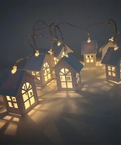 AppleParty Store 1.5M 10pcs LED Christmas Tree House Style Fairy Light Led String Wedding Natal Garland New Year Christmas Decorations For Home