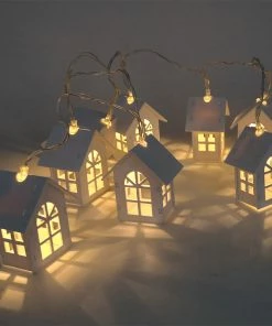 AppleParty Store 1.5M 10pcs LED Christmas Tree House Style Fairy Light Led String Wedding Natal Garland New Year Christmas Decorations For Home