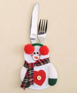 Common Truth 1 PC Santa Claus Snowman Elk Style Utensil Knives Forks Holder Cutlery Bag Pouch Christmas New Year Decor Tableware Supplies Christmas Home Decor