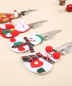 Common Truth 1 PC Santa Claus Snowman Elk Style Utensil Knives Forks Holder Cutlery Bag Pouch Christmas New Year Decor Tableware Supplies Christmas Home Decor