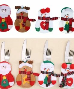 Common Truth 1 PC Santa Claus Snowman Elk Style Utensil Knives Forks Holder Cutlery Bag Pouch Christmas New Year Decor Tableware Supplies Christmas Home Decor