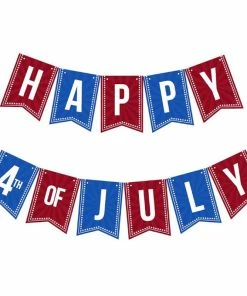 Onlineamericanstore 1 Set Creative Happy 4th Of July Banner Patriotic Sign Independent Day Garland Hanging Decoration Banner Patriotic Theme Party Supplies