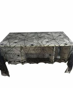 Happiness Life Store Halloween Decorations 1 Pcs Lace Black Spider Web Halloween Tablecloth Tablecover Rectangle 240*120 Cm Halloween Decoration Decor Props