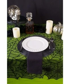 Happiness Life Store Halloween Decorations 1 Pcs Lace Black Spider Web Halloween Tablecloth Tablecover Rectangle 240*120 Cm Halloween Decoration Decor Props