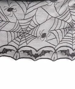 Happiness Life Store Halloween Decorations 1 Pcs Lace Black Spider Web Halloween Tablecloth Tablecover Rectangle 240*120 Cm Halloween Decoration Decor Props