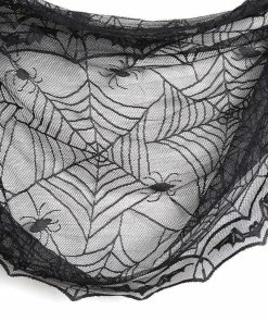 Happiness Life Store Halloween Decorations 1 Pcs Lace Black Spider Web Halloween Tablecloth Tablecover Rectangle 240*120 Cm Halloween Decoration Decor Props