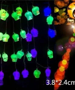 The American Store 10 LED Hanging Halloween Decor Pumpkins/Ghost/Spider/Skull LED String Lights Lanterns Lamp For DIY Home Outdoor Party Supplies Halloween Decorations