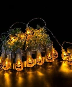 The American Store 10 LED Hanging Halloween Decor Pumpkins/Ghost/Spider/Skull LED String Lights Lanterns Lamp For DIY Home Outdoor Party Supplies Halloween Decorations