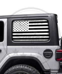 Onlineamericanstore Fits 2018-2021 Jeep Wrangler 4 Door JL JLU Rear Quarter Window American Flag Vinyl Decal Stickers 2019 2020 Patriotic Stickers