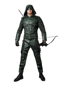The American Store Green Arrow Oliver Queen Cosplay Costume Green Arrow Season 5 Superhero Clothing Male Halloween Leather Costume Adult Men Outfit