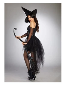 The American Store Halloween Costumes Adult Halloween Witch Costume For Women Sexy Fashion Deluxe Costume Evil Witch Dress With Black Witch Hat Carnival Party Costume