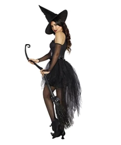 The American Store Halloween Costumes Adult Halloween Witch Costume For Women Sexy Fashion Deluxe Costume Evil Witch Dress With Black Witch Hat Carnival Party Costume