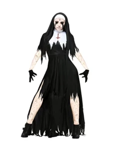 Hai Cospl Store Halloween Costumes Halloween Nun Cosplay Costume Women Black Vampire Fantasy Dress Terror Sister Party Disguise Female Fancy For Adults