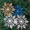 Key123 Christmas Decorations 12Pcs 10cm Gold Powder Snowflake For Xmas Charming White Christmas Tree Decor Xmas Party Holiday Christmas Ornaments Home Decor