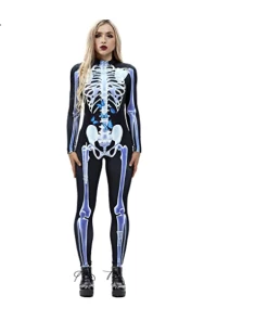 The American Store 2018 New Women Sexy Bodysuits Halloween Costumes For Women 3D Skull Rose Printing Jumpsuits Punky Back Zipper Macacao Feminino