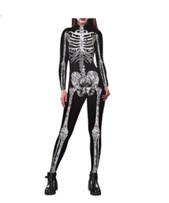 The American Store 2018 New Women Sexy Bodysuits Halloween Costumes For Women 3D Skull Rose Printing Jumpsuits Punky Back Zipper Macacao Feminino