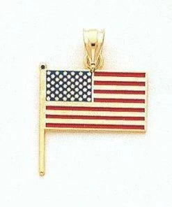 GianniDeloro 14k Gold Yellow American Flag Pendant Clothing Accessories