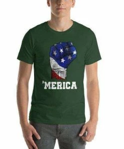 FrikilandShop America Fist American Flag T Shirt 4th July Independence Day - Memorial Day Shirt - Labor Day - Presidents Day - Vintage USA Flag - Patriot Mens Clothing