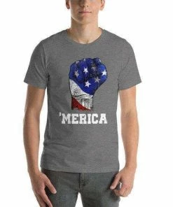 FrikilandShop America Fist American Flag T Shirt 4th July Independence Day - Memorial Day Shirt - Labor Day - Presidents Day - Vintage USA Flag - Patriot Mens Clothing