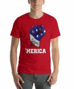 FrikilandShop America Fist American Flag T Shirt 4th July Independence Day - Memorial Day Shirt - Labor Day - Presidents Day - Vintage USA Flag - Patriot Mens Clothing