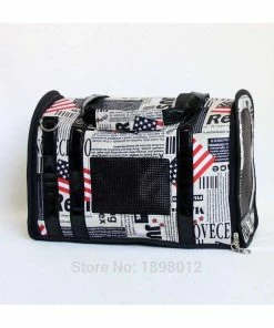 Petood Store American Black Pet Dog Carrier Tote Small Dog Airline Approved Travel Carrier Handbag With Newspaper Printing Wholesale Pets