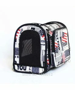 Petood Store American Black Pet Dog Carrier Tote Small Dog Airline Approved Travel Carrier Handbag With Newspaper Printing Wholesale Pets
