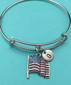 Toodaughters American Flag Bangle, American Flag Charm Bracelet, Expandable Bangle, Charm Bangle, Personalized Bracelet, Initial Bracelet, Monogram Accessories 9 Toodaughters American Flag Bangle, American Flag Charm Bracelet, Expandable Bangle, Charm Bangle, Personalized Bracelet, Initial Bracelet, Monogram Accessories