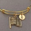 Toodaughters American Flag Bangle, American Flag Charm Bracelet, Expandable Bangle, Charm Bangle, Personalized Bracelet, Initial Bracelet, Monogram Accessories