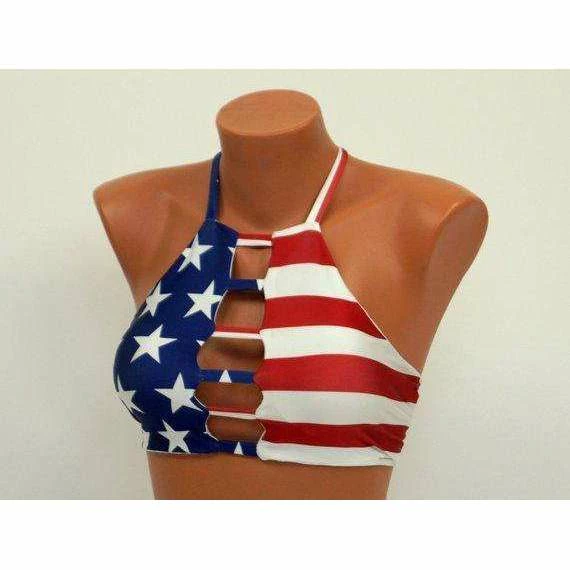 Bstyle American Flag Bikini Top/Flag Strappy Halter Top/High Neck/Patriotic Bikini/Swimwear/Swimsuit/Bathing Suit/Plus Size/4th July Bikini Top 4 Bstyle American Flag Bikini Top/Flag Strappy Halter Top/High Neck/Patriotic Bikini/Swimwear/Swimsuit/Bathing Suit/Plus Size/4th July Bikini Top