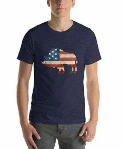 The American Store American Flag Bison Shirt, American Bison, American Buffalo, Bison Shirt, Bison Gift, Buffalo Shirt, Buffalo Gift, 4th July Shirt, 4th July Mens Clothing