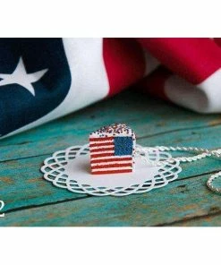 The American Store Clothing Accessories American Flag Cake Pendant (CHAIN Is NOT INCLUDED)4th Of July Jewelry,United States Jewelry,Patriotic Jewelry,4th Of July Gift Usa Jewelry