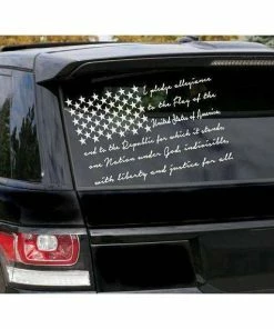 LEVinyl American Flag Car Window Decal Sticker, Independence Day Party Decorations, 4th Of July Gift For Him, Military Window Sticker Decal Flag