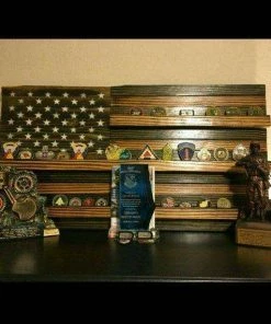 RozmanWoodDesign American Flag Challenge Coin Holder Concealment Flags