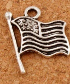 Charms4JewelryMaking American Flag Charm..Silver Flag Charms..Patriotic Charms..Military Charms..USA Charm..Charms For Jewelry Making 15mm X 19mm FREE SHIPPING Clothing Accessories
