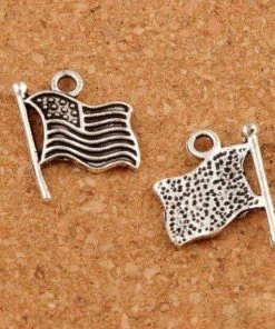 Charms4JewelryMaking American Flag Charm..Silver Flag Charms..Patriotic Charms..Military Charms..USA Charm..Charms For Jewelry Making 15mm X 19mm FREE SHIPPING Clothing Accessories