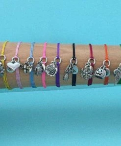 Toodaughters Accessories American Flag Cord Bracelet, American Flag Charm Bracelet, Adjustable Bracelet, Charm Bracelet, Personalized, Initial, Monogram