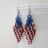 The American Store American Flag Earrings, Chainmail European 4 In 1 Weave, Red White And Blue Earrings