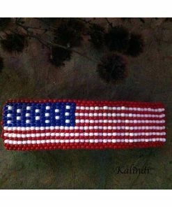 ShopKalindi American Flag Hair Clip, 4th Of July Hair Bow, U.S. Flag Large Barrette / American Flag Barrette / Patriotic Barrette/ USA Barrette/Barrette Clothing Accessories