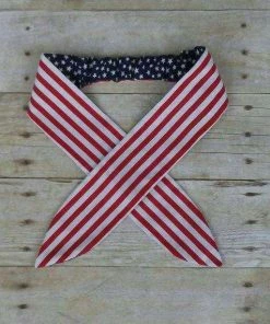 FlyBowZ American Flag Headband Bandana Stars And Stripes Hair Tie Retro Pinup Rockabilly Head Wrap With Elastic!