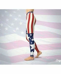 CaffeineRepublic Women Clothing American Flag Leggings | American Flag Yoga Pants | Red White And Blue Leggings | Stars And Stripes Leggings | July 4th Women Outfits
