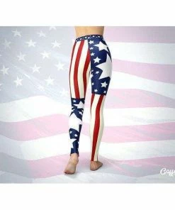 CaffeineRepublic Women Clothing American Flag Leggings | American Flag Yoga Pants | Red White And Blue Leggings | Stars And Stripes Leggings | July 4th Women Outfits