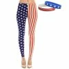 American Summer American Flag Patriotic Leggings And Bracelet Bundle Women Clothing