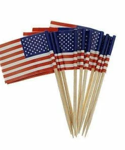 The American Store American Flag Picks, 100 Counts Toothpick Flags For Party Decorations, School Events, Independence Day,Cupcake Toppers Picks Decoration (US Flag Picks) Patriotic Theme Party Supplies