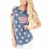 Perfashion Women Clothing American Flag Print Shirt For Women Short Sleeve T-Shirts Blouse Tops