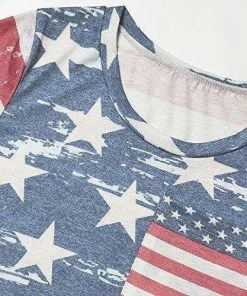 Perfashion Women Clothing American Flag Print Shirt For Women Short Sleeve T-Shirts Blouse Tops