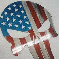 QWCustomMetalWorks Flags & Banner American Flag Punisher Skull