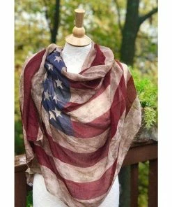 KnittingHappens Women Clothing American Flag Scarf, Vintage Flag, Aged Flag, Light Fabric Rectangular Extra Large Shawl MADE TO ORDER