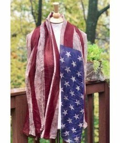 KnittingHappens Women Clothing American Flag Scarf, Vintage Flag, Aged Flag, Light Fabric Rectangular Extra Large Shawl MADE TO ORDER